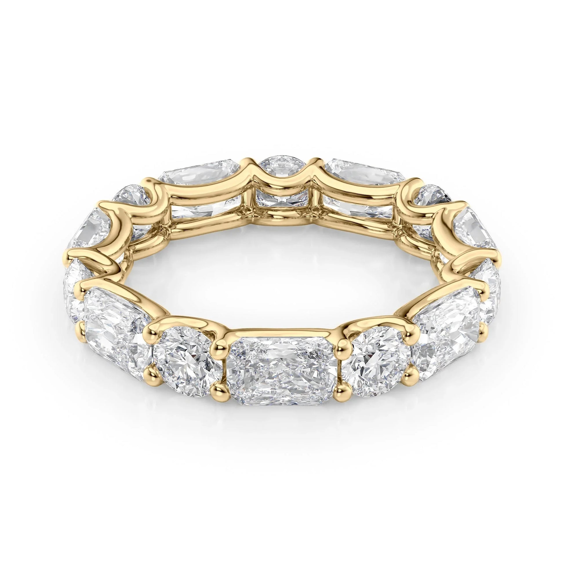 Alternating Radiant and Round Lab Grown Diamond U Prong Eternity Band, EF Color VS Clarity, IGI Certified Ring