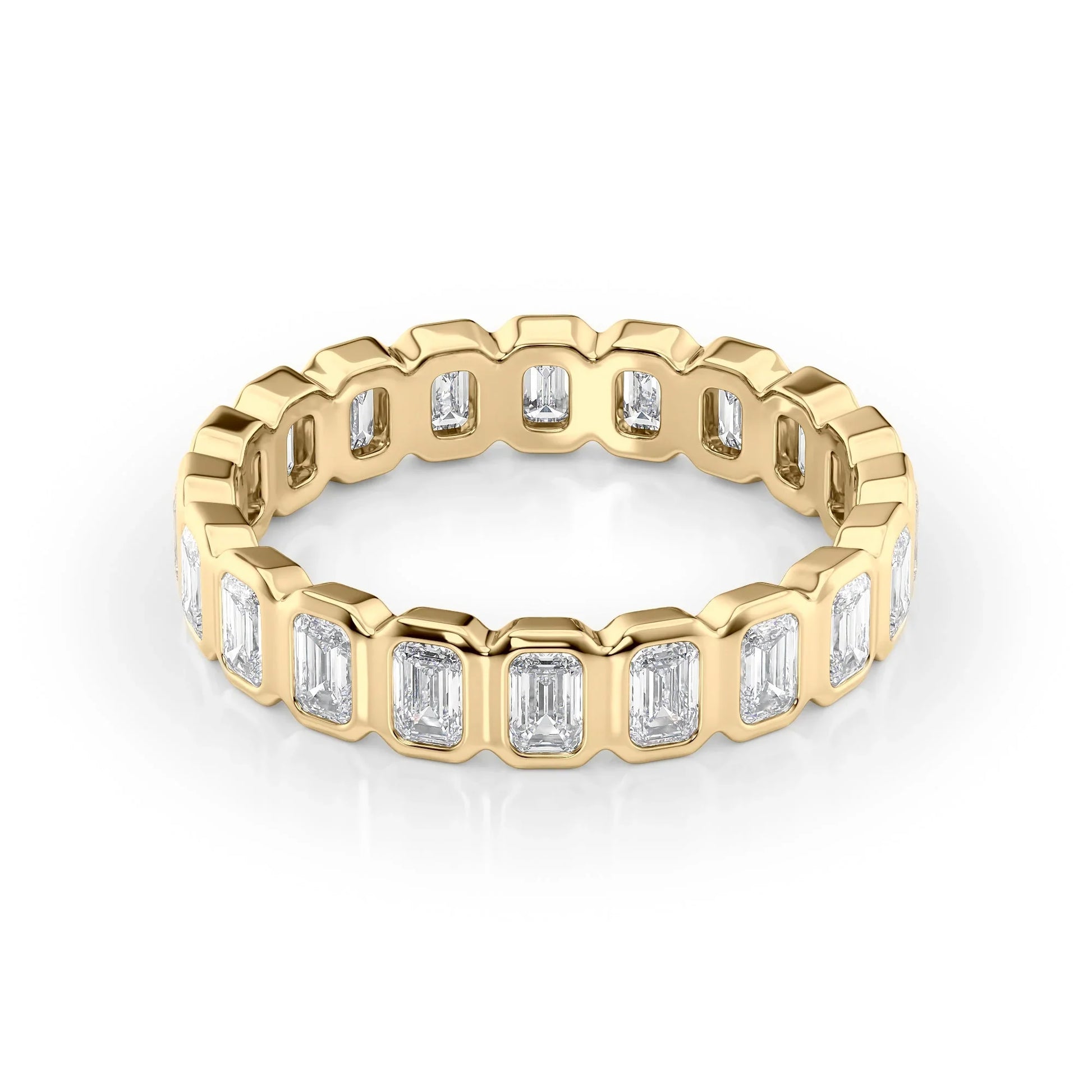 Emerald Lab Grown Diamond Bezel Set Eternity Band, EF Color, VS Color, IGI Certified Ring