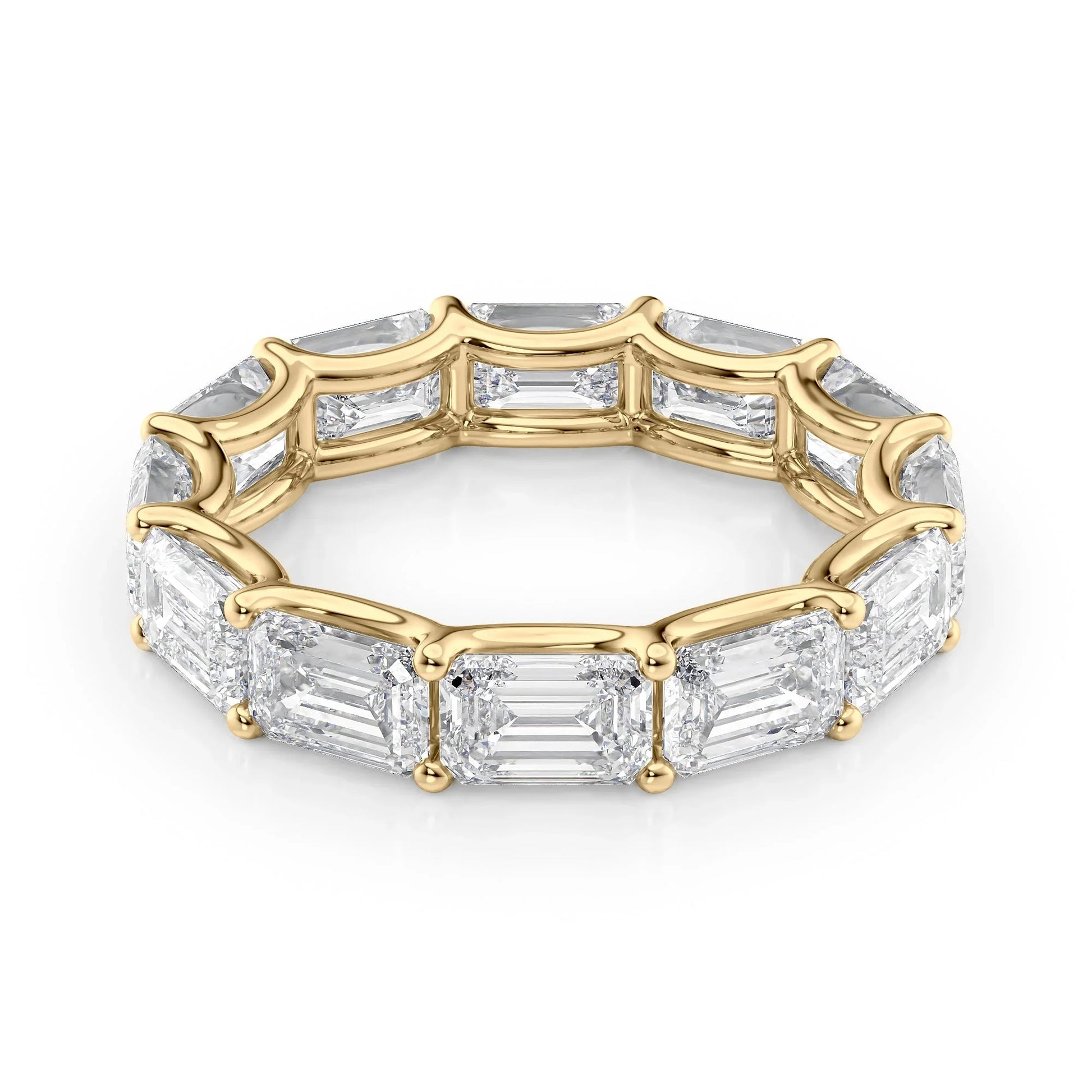 East - West Emerald Lab Grown Diamond U Prong Eternity Band, EF Color, VS Clarity, IGI Certified Ring