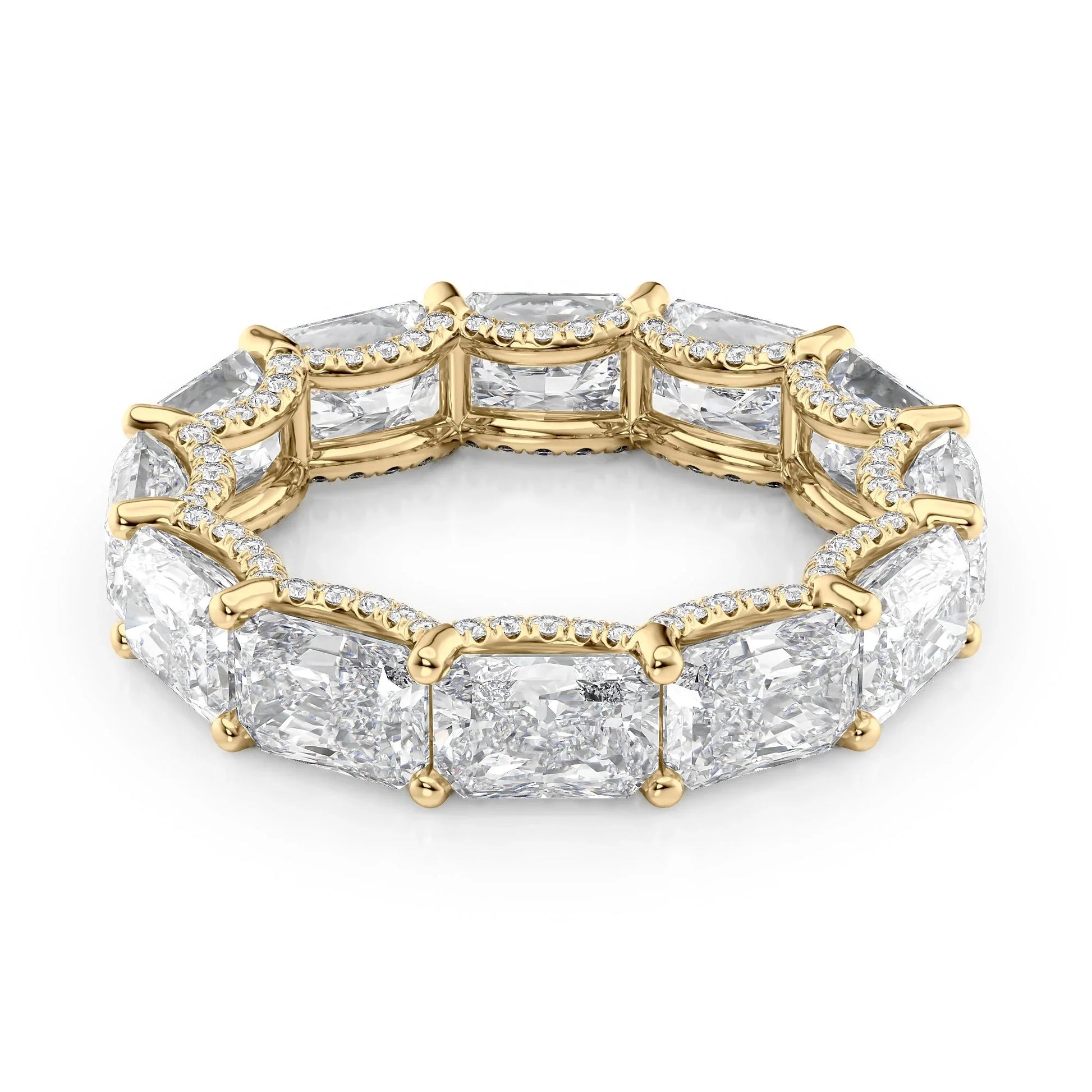 East West Radiant Lab Grown Diamond U Pave Prong Eternity Band, EF Color, VS Clarity, IGI Certified Ring