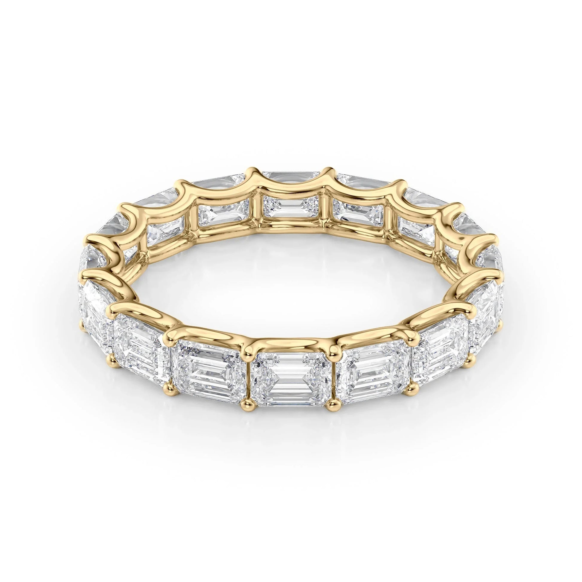 East - West Emerald Lab Grown Diamond U Prong Eternity Band, EF Color, VS Clarity, IGI Certified Ring