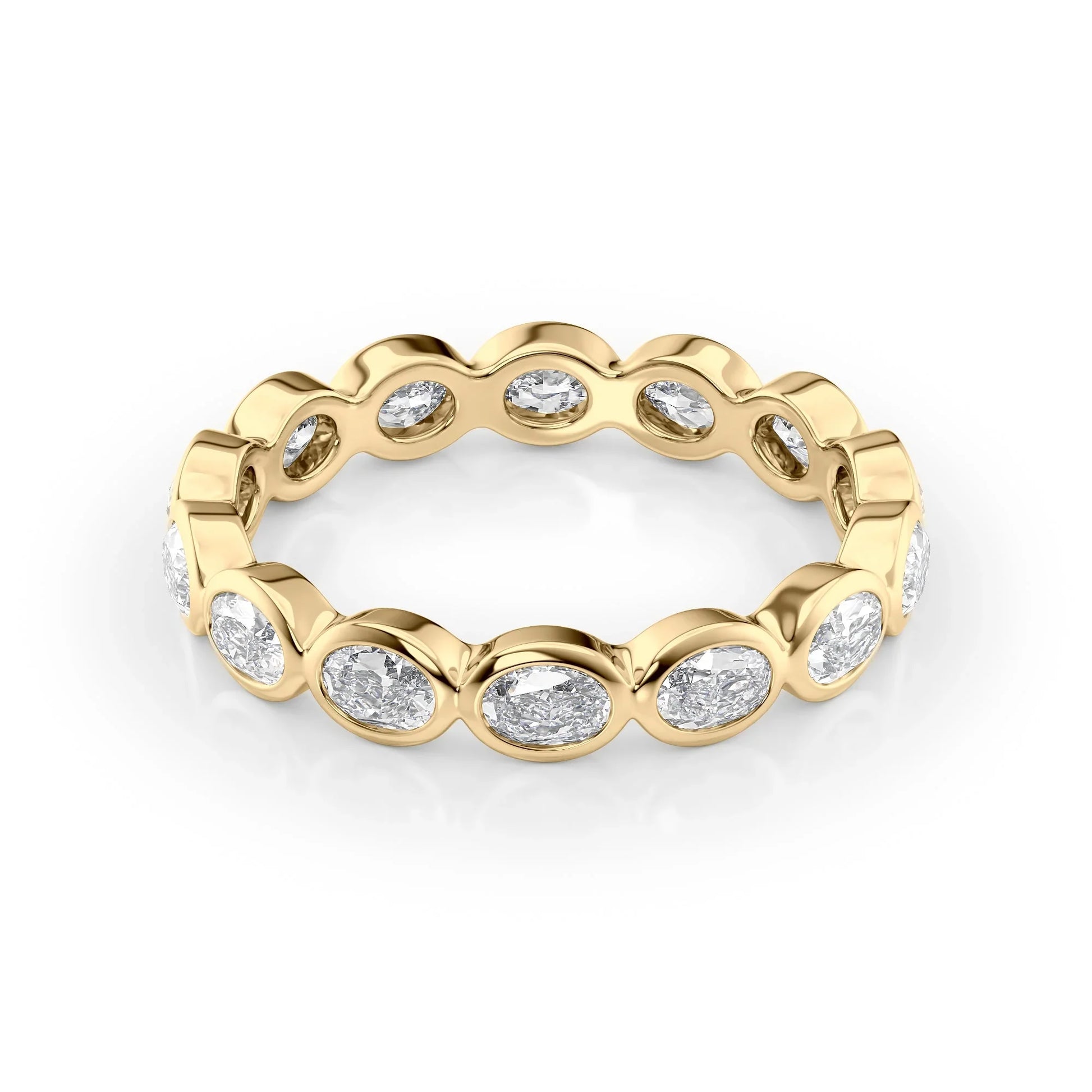 East West Oval Lab Grown Diamond Bezel Eternity Band, EF Color, VS Clarity, IGI Certified Ring