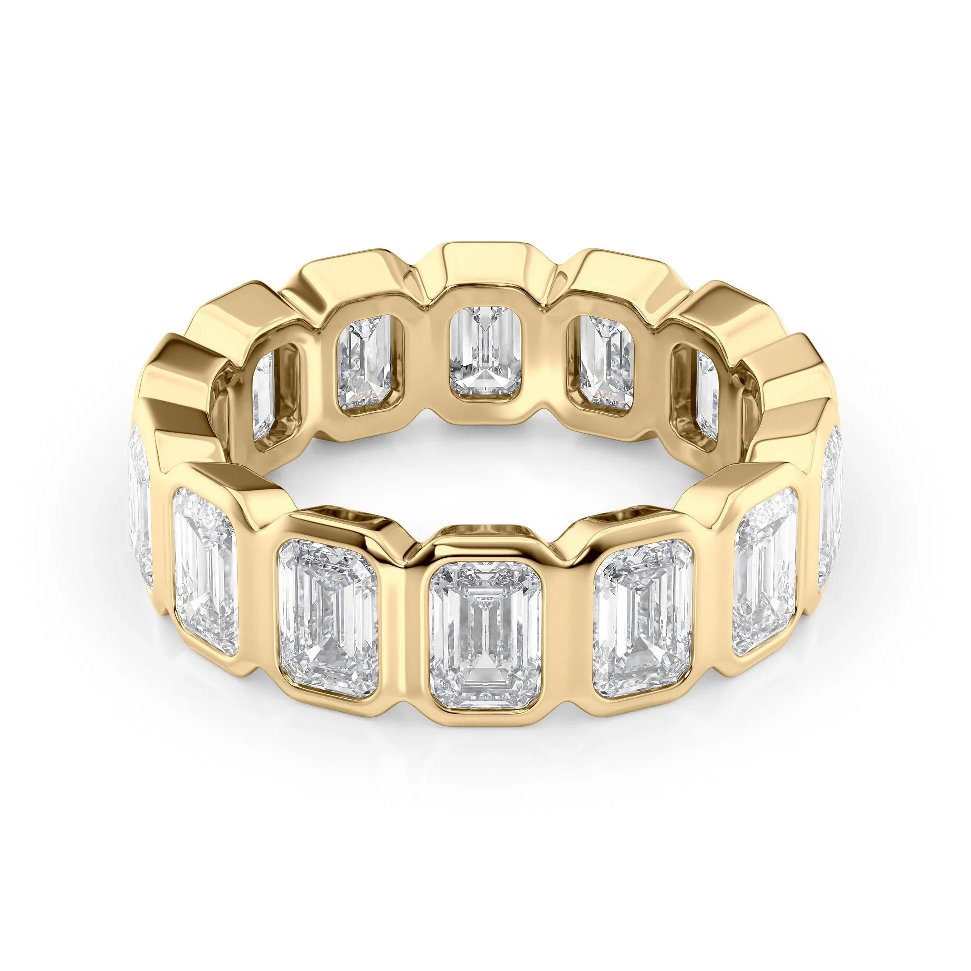 Emerald Lab Grown Diamond Bezel Set Eternity Band, EF Color, VS Color, IGI Certified Ring