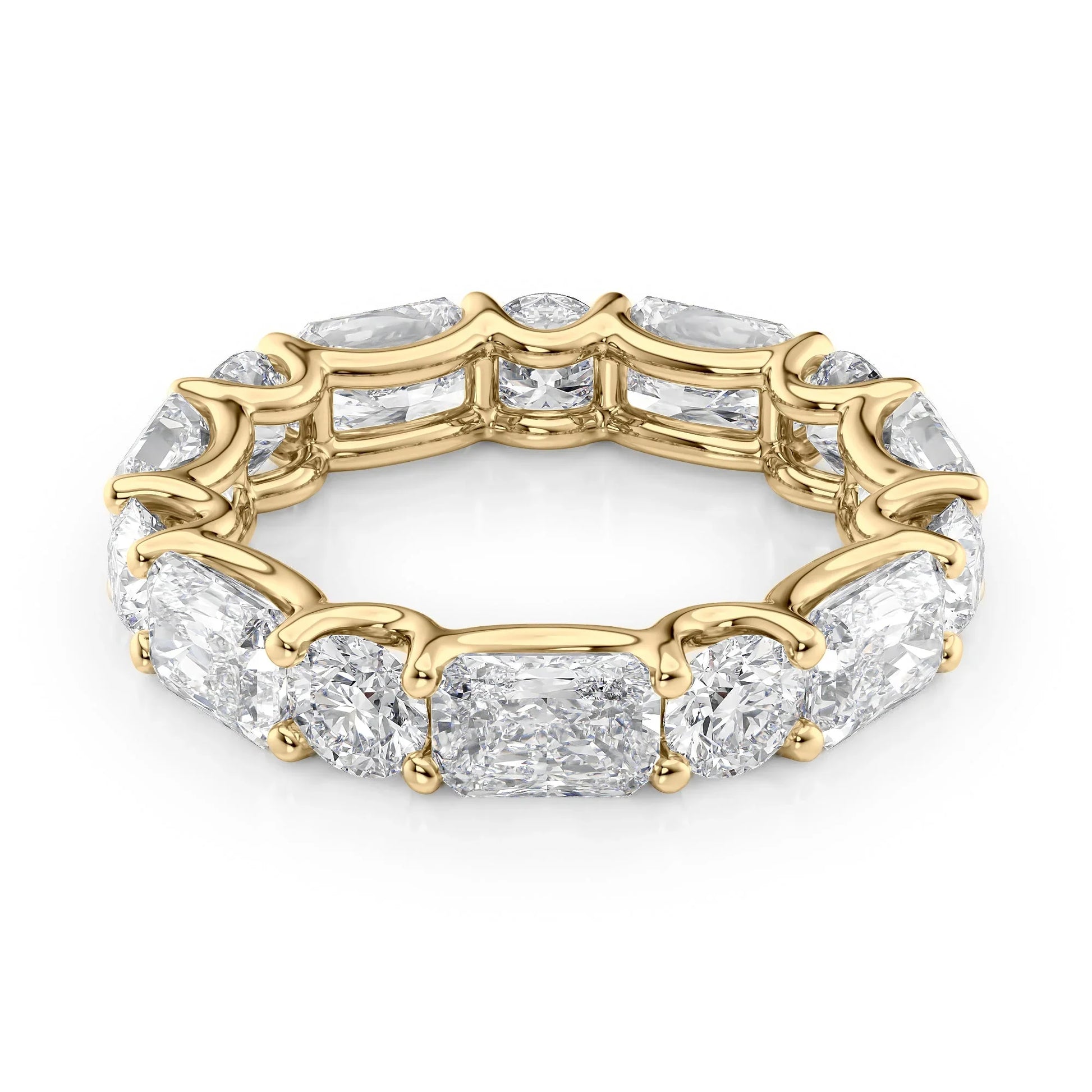Alternating Radiant and Round Lab Grown Diamond U Prong Eternity Band, EF Color VS Clarity, IGI Certified Ring