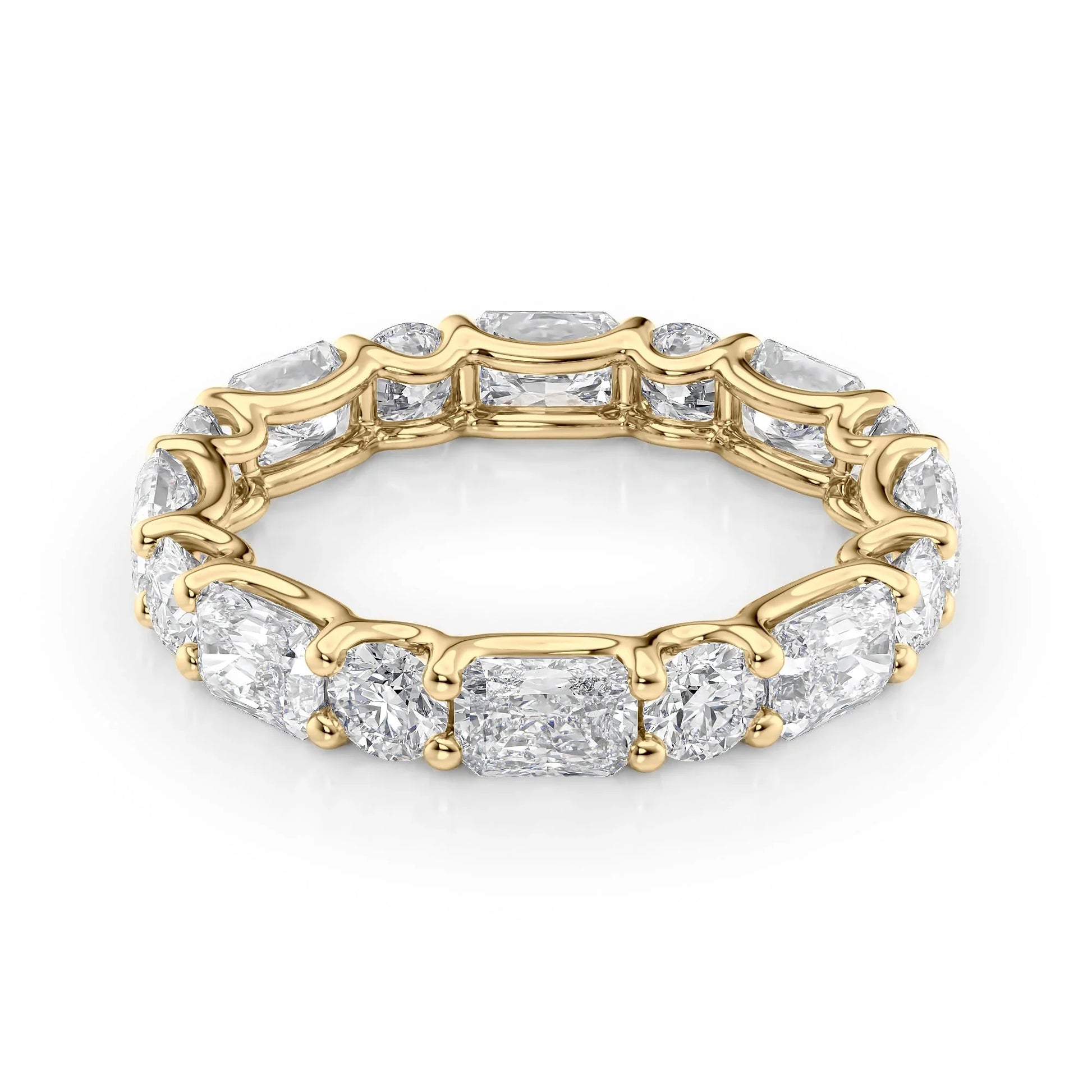 Alternating Radiant and Round Lab Grown Diamond U Prong Eternity Band, EF Color VS Clarity, IGI Certified Ring