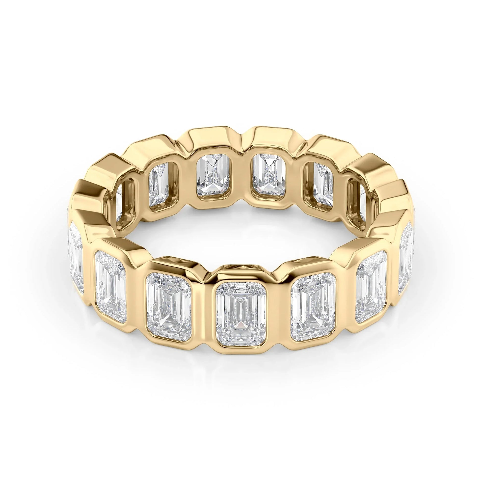 Emerald Lab Grown Diamond Bezel Set Eternity Band, EF Color, VS Color, IGI Certified Ring