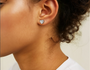 White :: bezel set heart lab diamond earrings smooth modern stud design