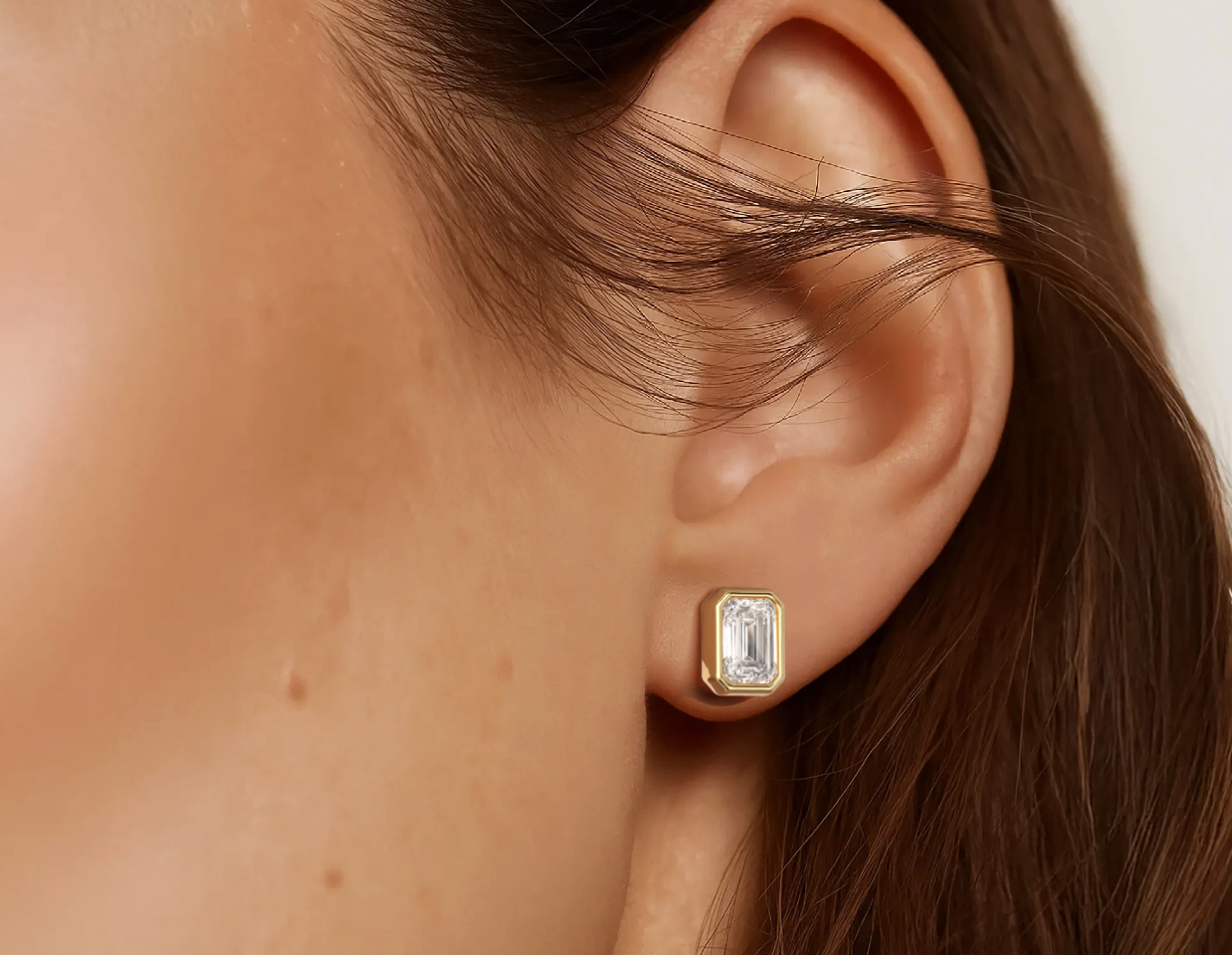 Yellow :: modern emerald cut diamond earrings lab grown certified stones