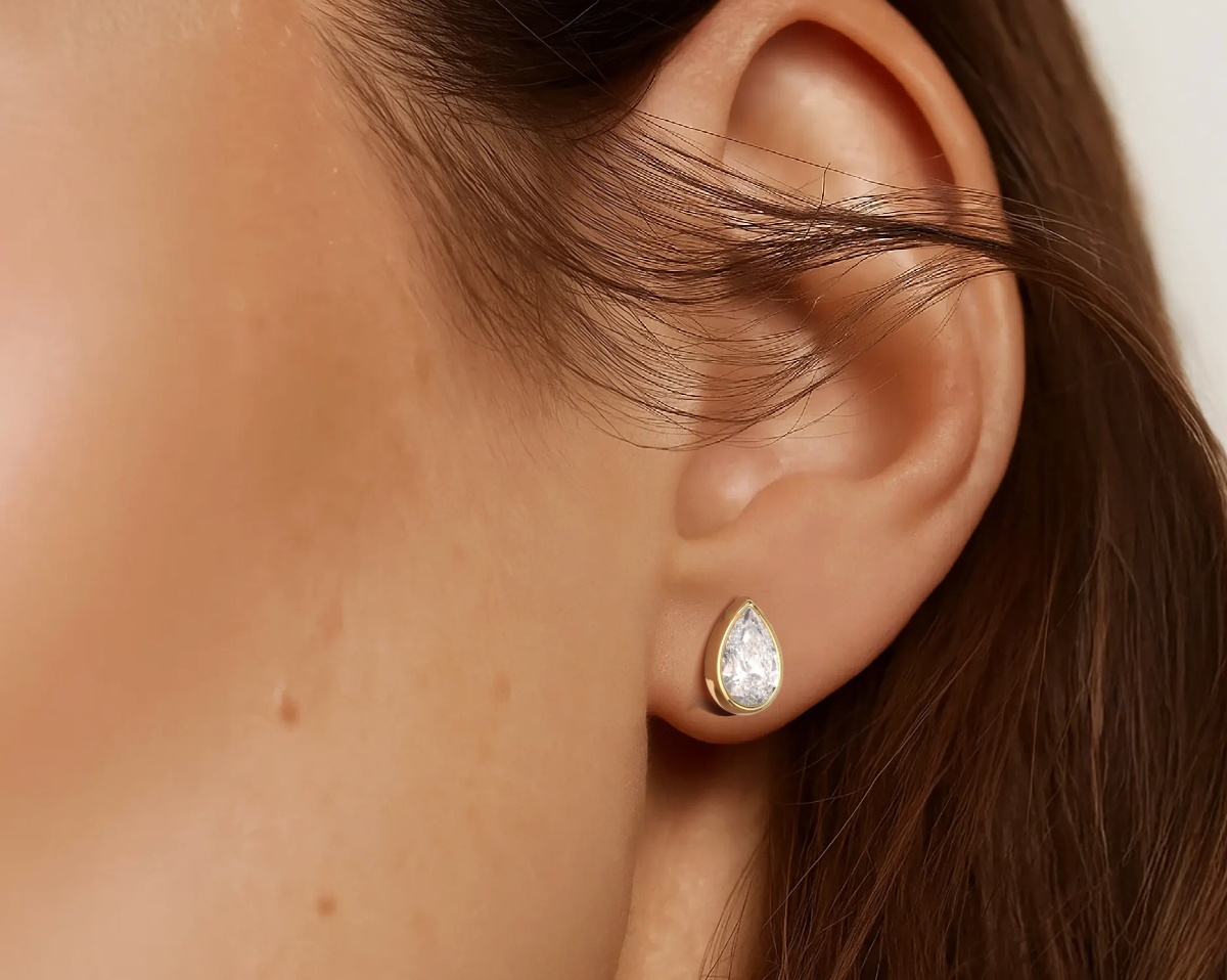 Yellow :: modern pear shape lab diamond earrings certified premium stones