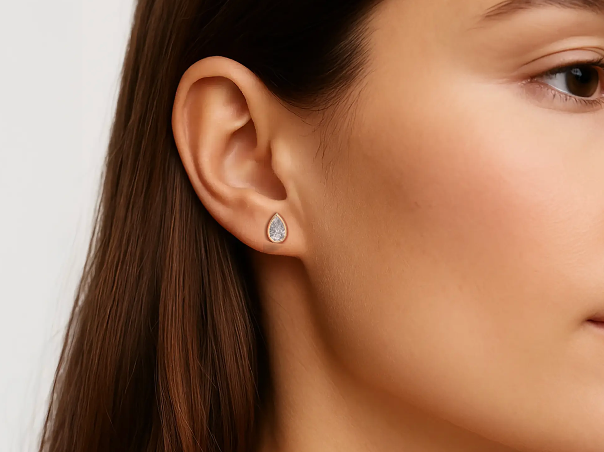 Rose :: premium pear cut lab grown diamond earrings bright sparkle