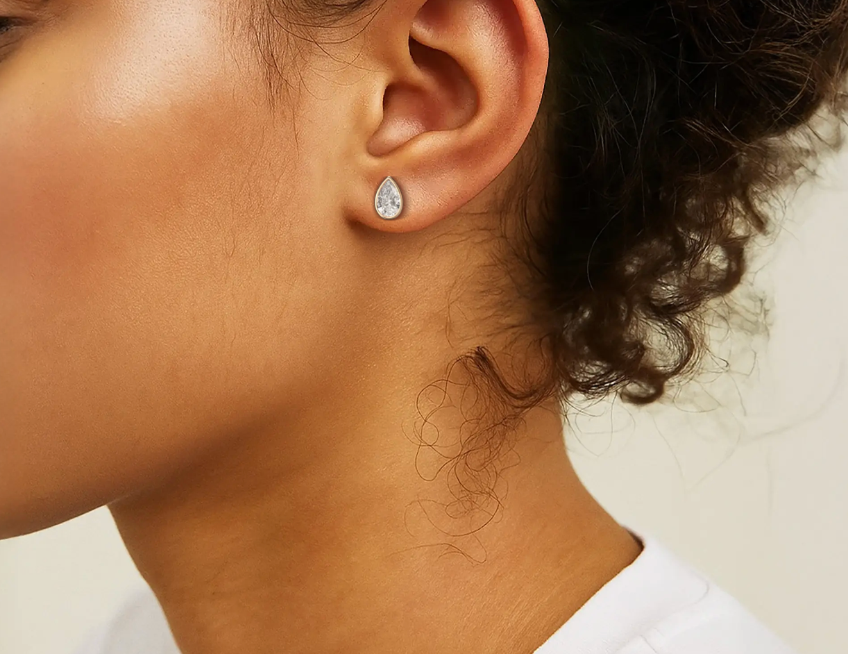 Rose :: womens pear shape diamond earrings eco friendly lab grown jewelry