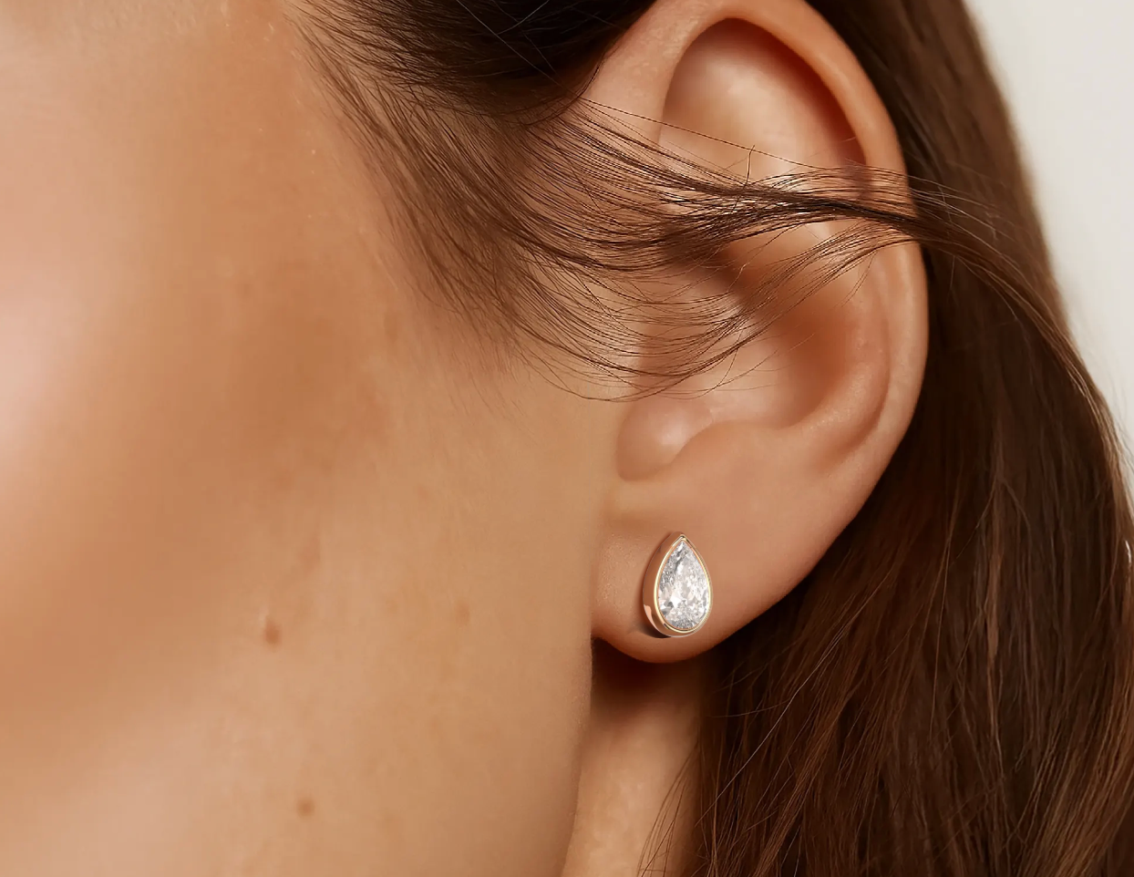 Rose :: sophisticated pear diamond earrings modern luxury stud design