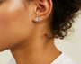 White :: elongated radiant diamond stud earrings lab grown eco friendly fine jewelry
