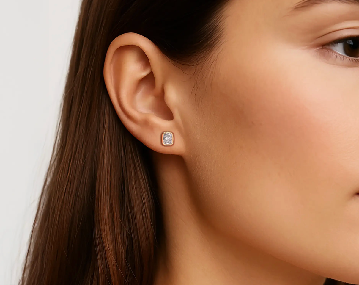 Rose :: womens cushion cut diamond earrings eco friendly lab grown jewelry