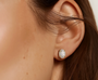 Yellow:: oval halo lab grown diamond stud earrings premium halo setting elegant design modern luxury studs for daily elegance