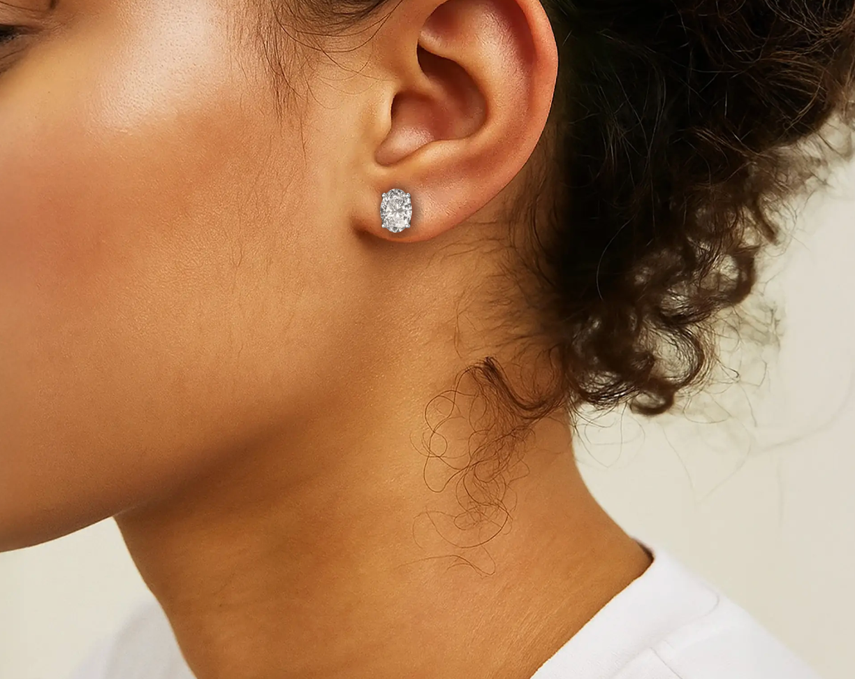 White :: premium round diamond stud earrings lab grown IGI certified stones