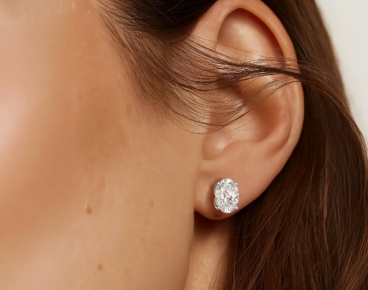 White :: round cut lab diamond earrings elegant everyday wear jewelry
