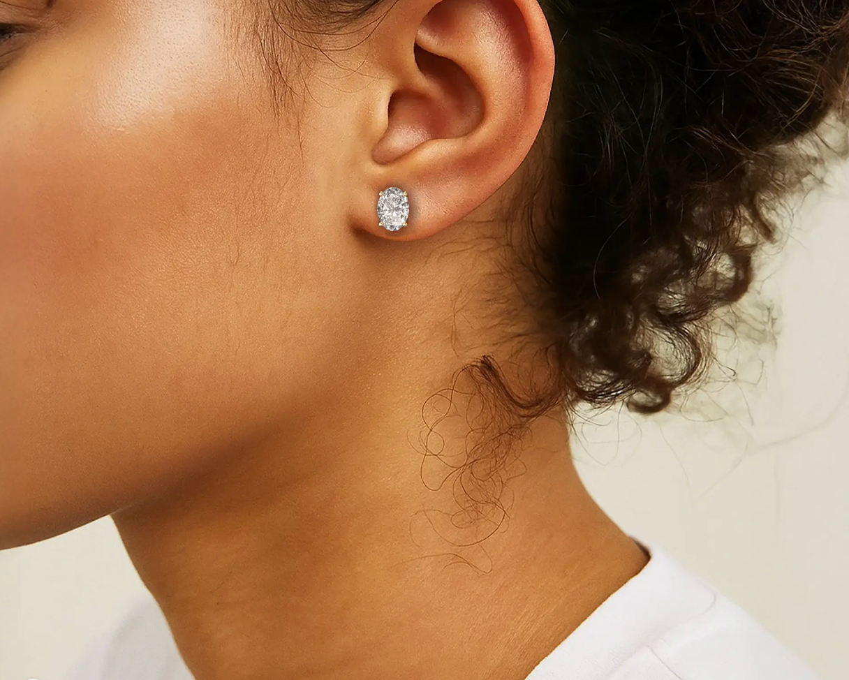 Yellow :: round diamond stud earrings lab grown timeless classic jewelry