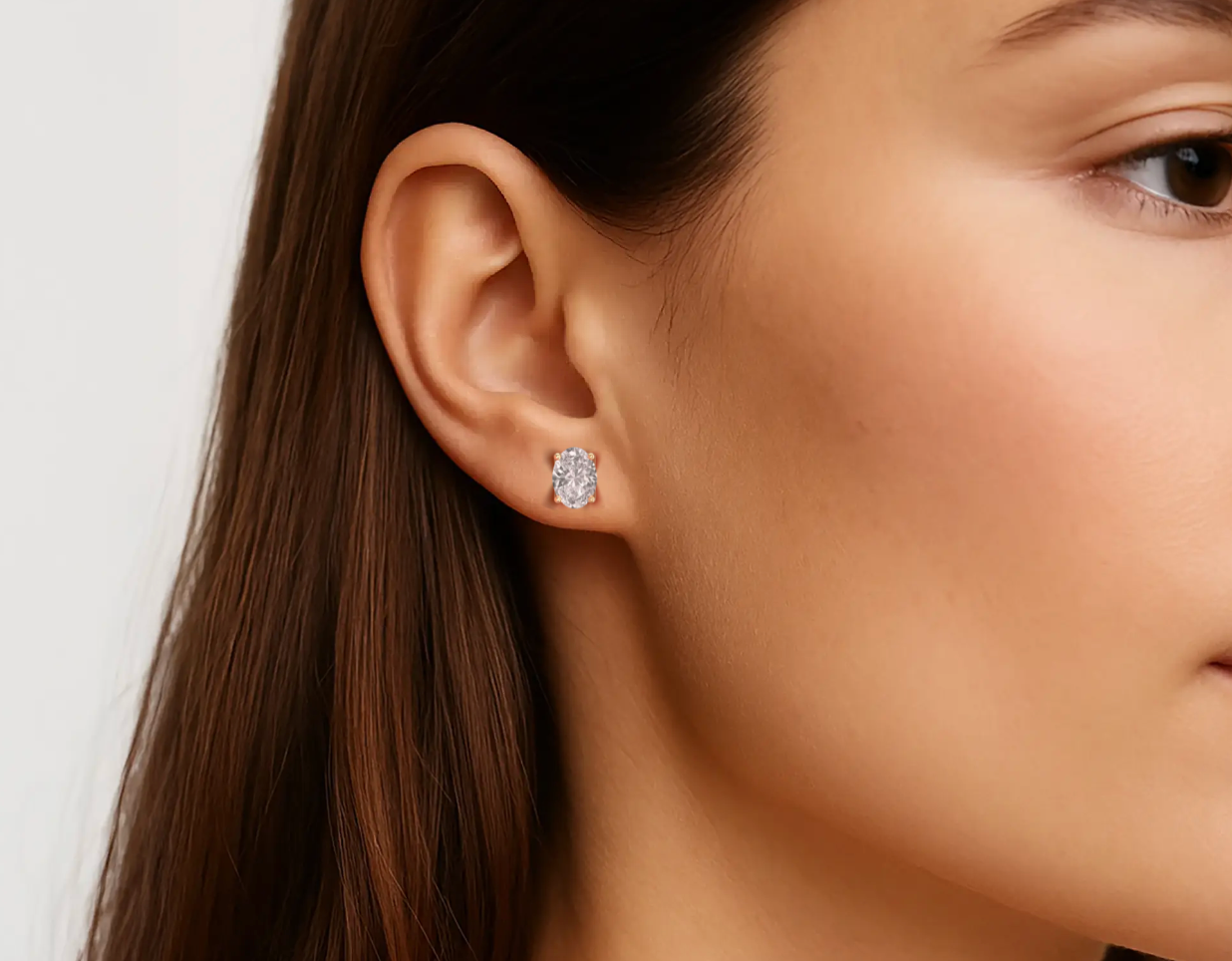Rose :: lab grown diamond studs round cut luxury fine jewelry for women