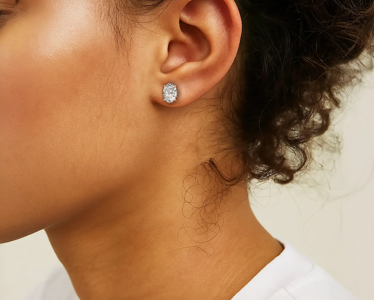Rose :: round cut diamond stud earrings lab grown premium sparkle jewelry