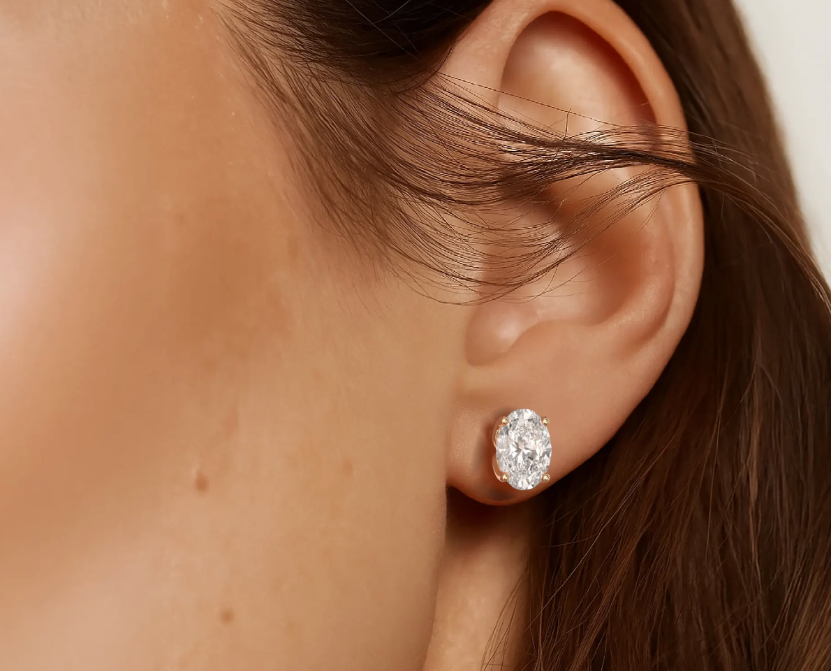 Rose :: IGI certified round diamond earrings lab grown elegant stud design
