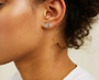 White :: round lab diamond earrings detailed sparkle close up view
