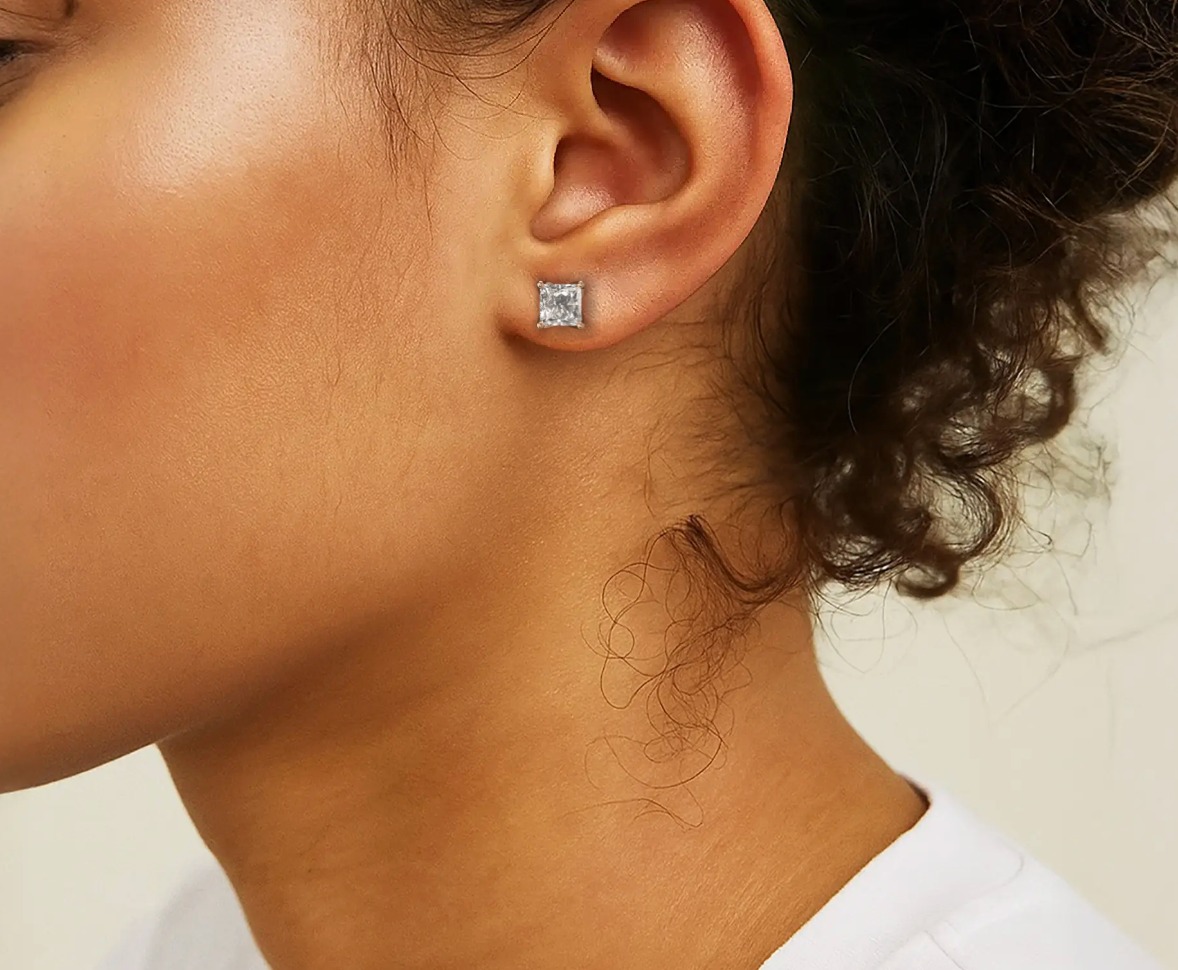 Rose :: round brilliant diamond earrings lab grown high sparkle premium