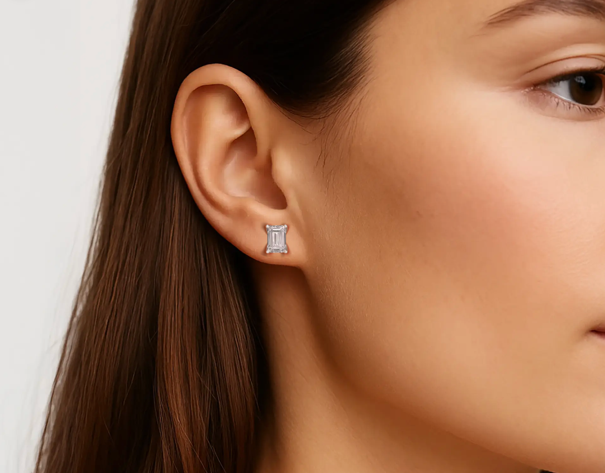 White :: round lab grown diamond studs brilliant cut elegant design