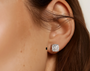 White :: modern round lab diamond earrings minimalist elegant studs