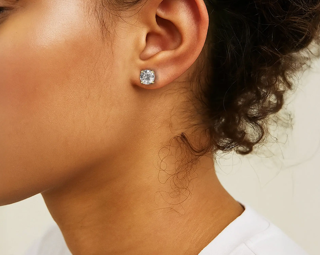 Yellow :: round cut lab diamond earrings elegant everyday wear jewelry
