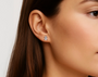 White :: round lab grown diamond earrings silver gold platinum options