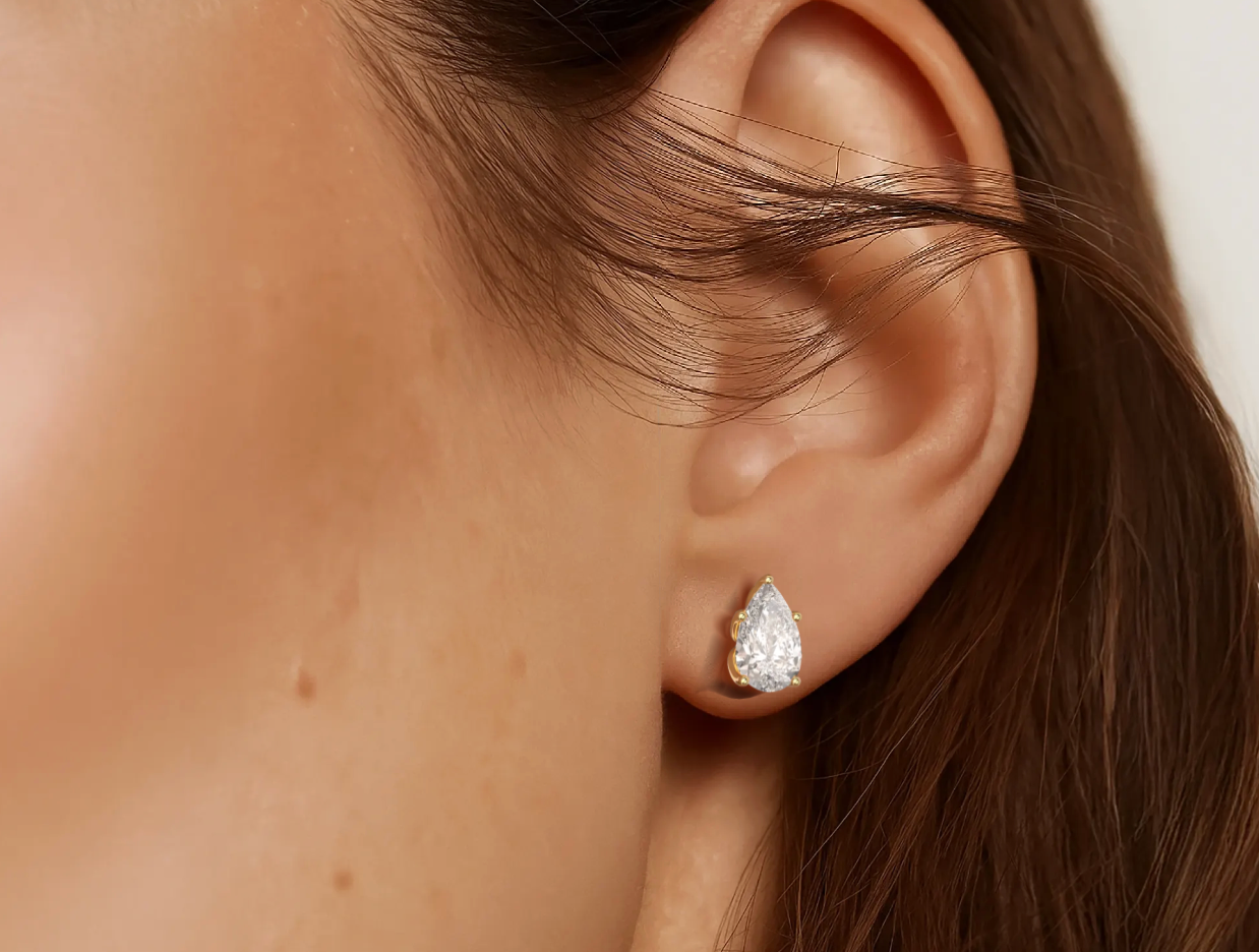 Yellow :: round diamond stud earrings lab grown timeless classic jewelry