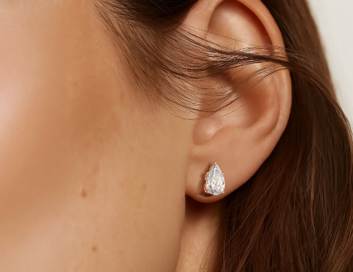 Rose :: IGI certified round diamond earrings lab grown elegant stud design