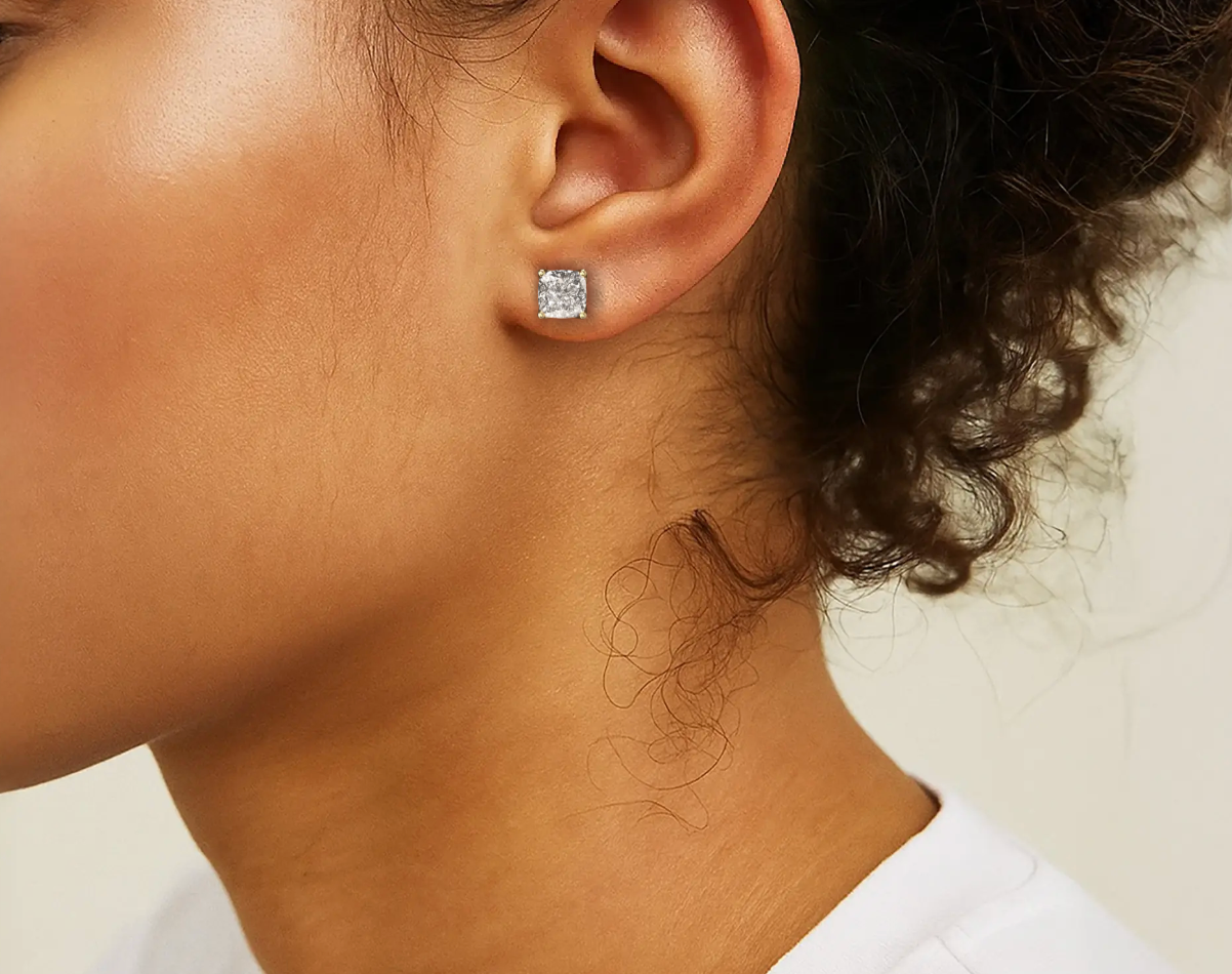 Yellow :: lab grown diamond studs round cut luxury fine jewelry for women