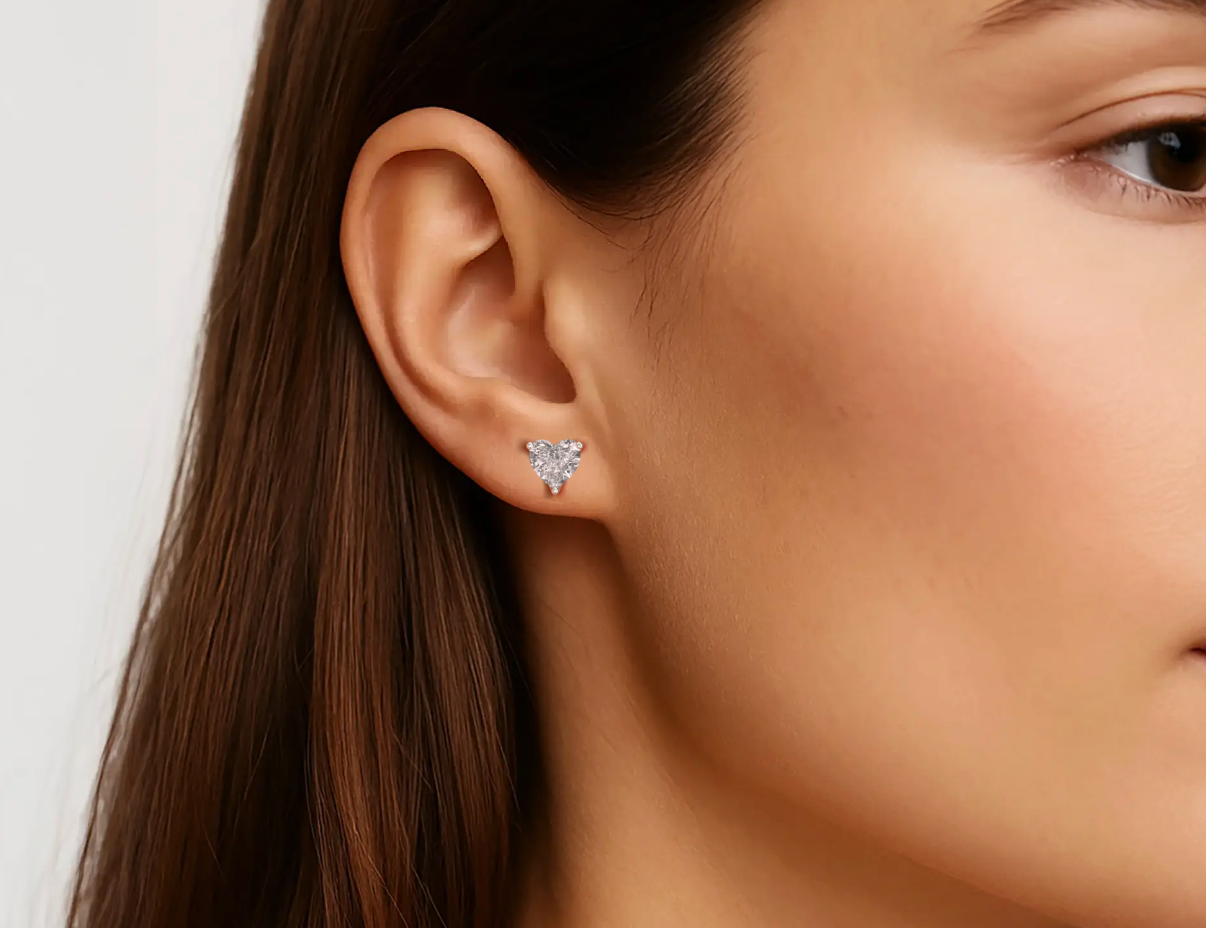 White :: round lab grown diamond studs brilliant cut elegant design