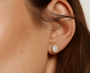 Yellow:: emerald cut halo lab grown diamond stud earrings luxury bridal earrings with high brilliance brilliant sparkle premium craftsmanship