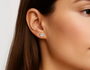 White :: bezel set round lab grown diamond earrings 3ct total weight white gold IGI certified modern luxury studs