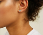Rose :: refined round lab grown diamond earrings 3ct bezel set white gold IGI certified premium design