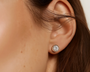 Rose :: elegant white gold diamond studs lab grown round bezel 3 carat sustainable fine jewelry