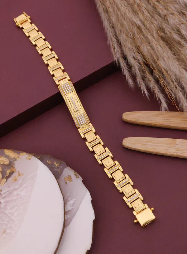 Mens 1 Gram Gold LongPlate Bracelet