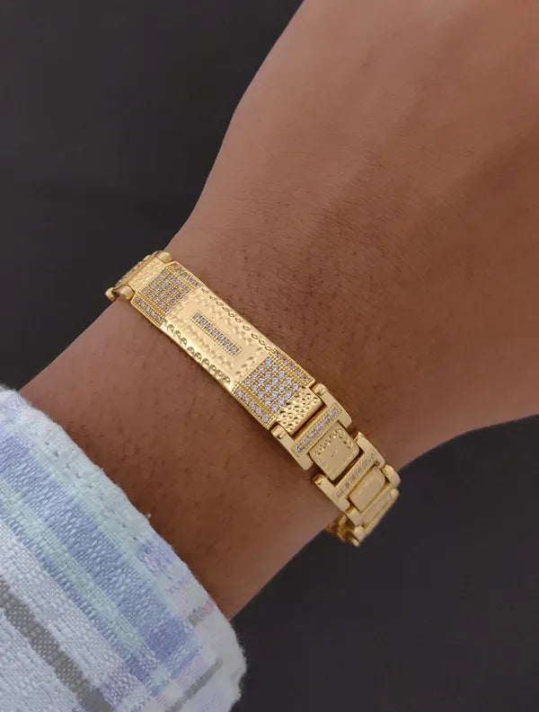 Mens 1 Gram Gold LongPlate Bracelet