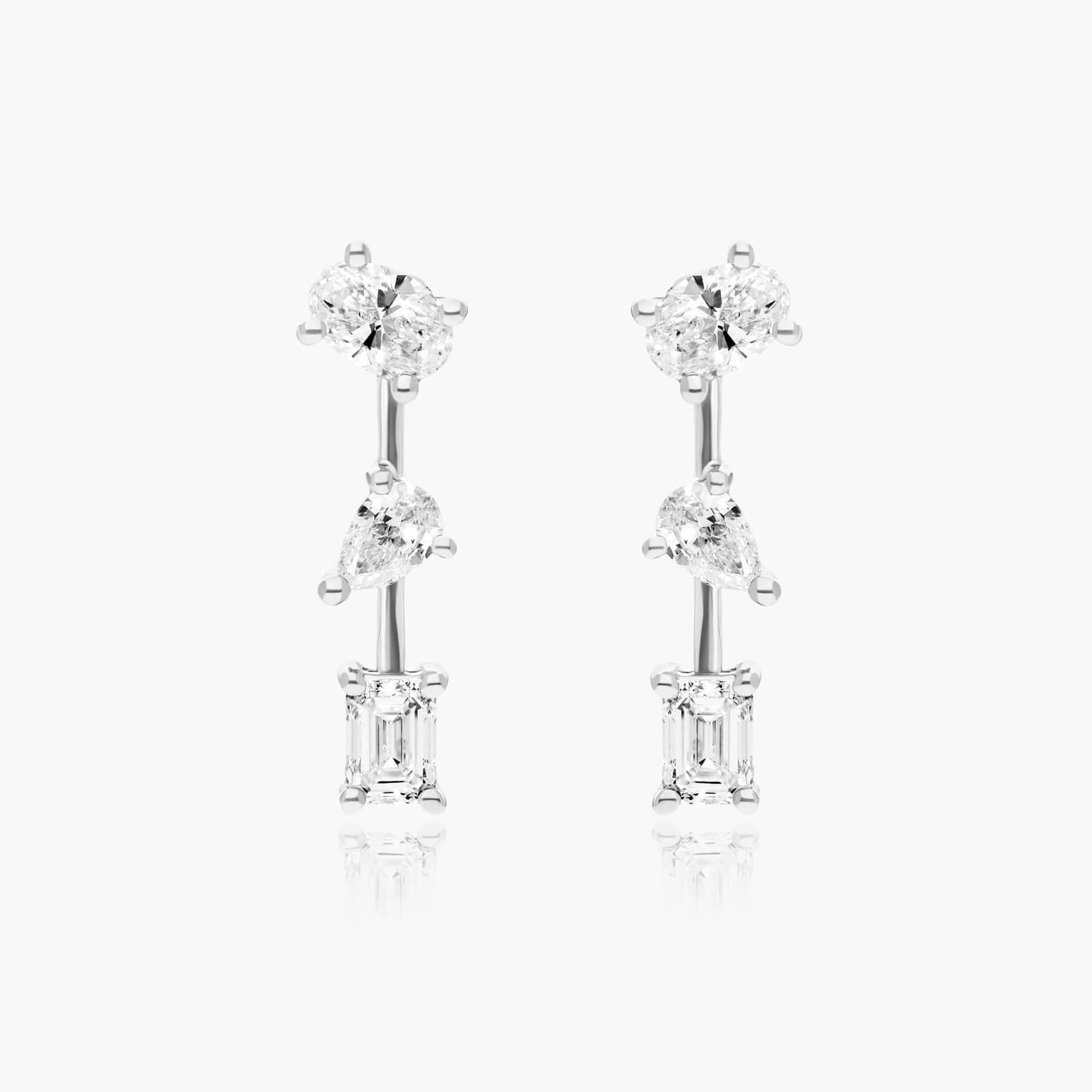 White|Rose  :: fancy multi shape lab grown diamond drop earrings mixed cut design white gold luxury statement fine jewelry