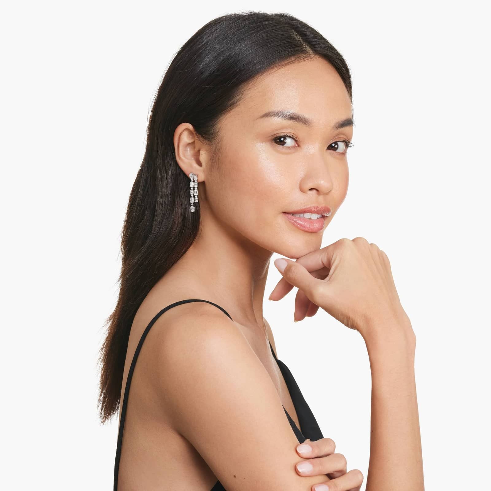 Common :: luxury cascading diamond drop earrings lab grown multi stone dangling design white gold statement jewelry