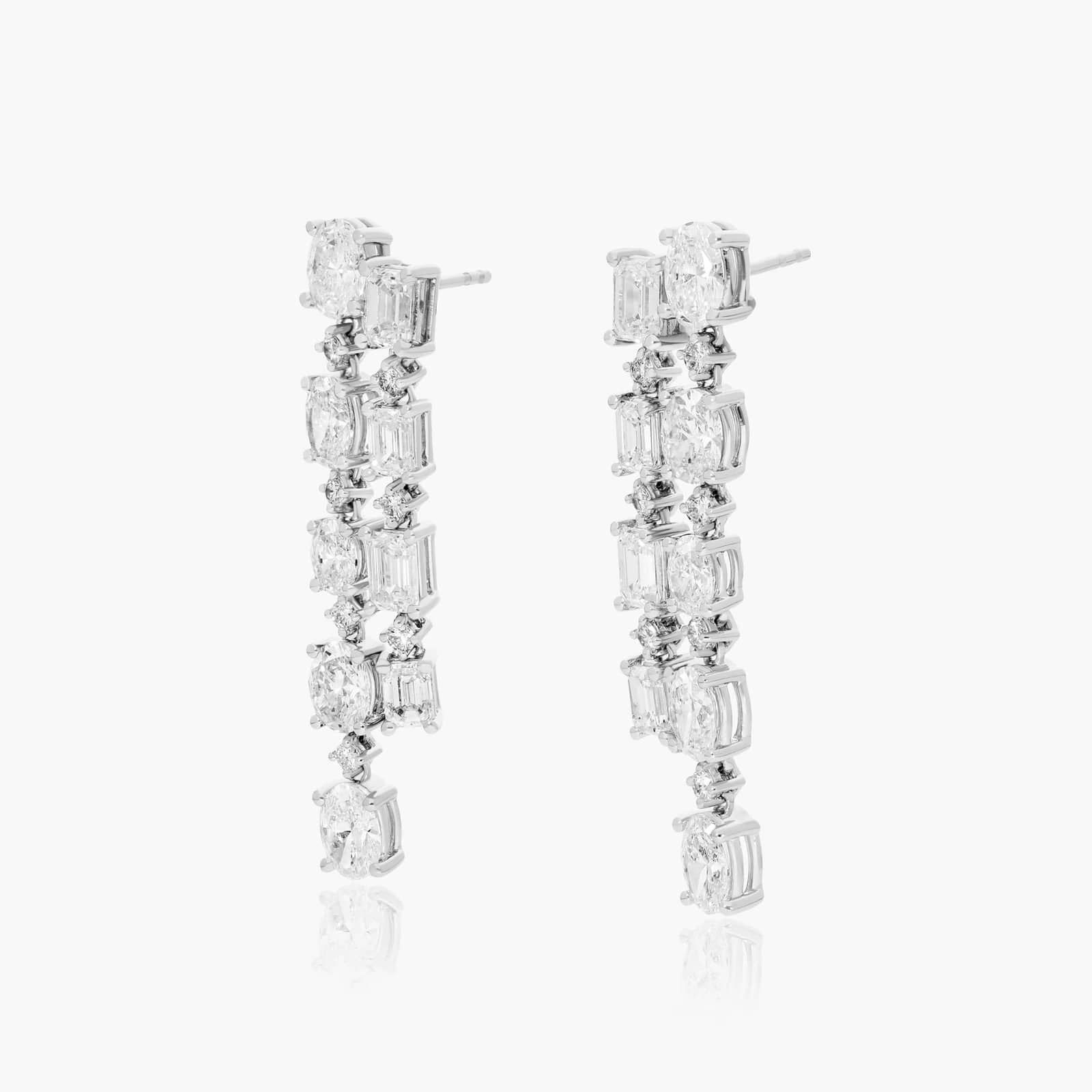 Common :: flowing lab grown diamond drop earrings cascading multi stone design white gold graceful luxury jewelry