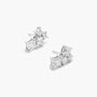White|Rose :: elegant lab grown diamond cluster stud earrings princess cut square design white gold refined jewelry