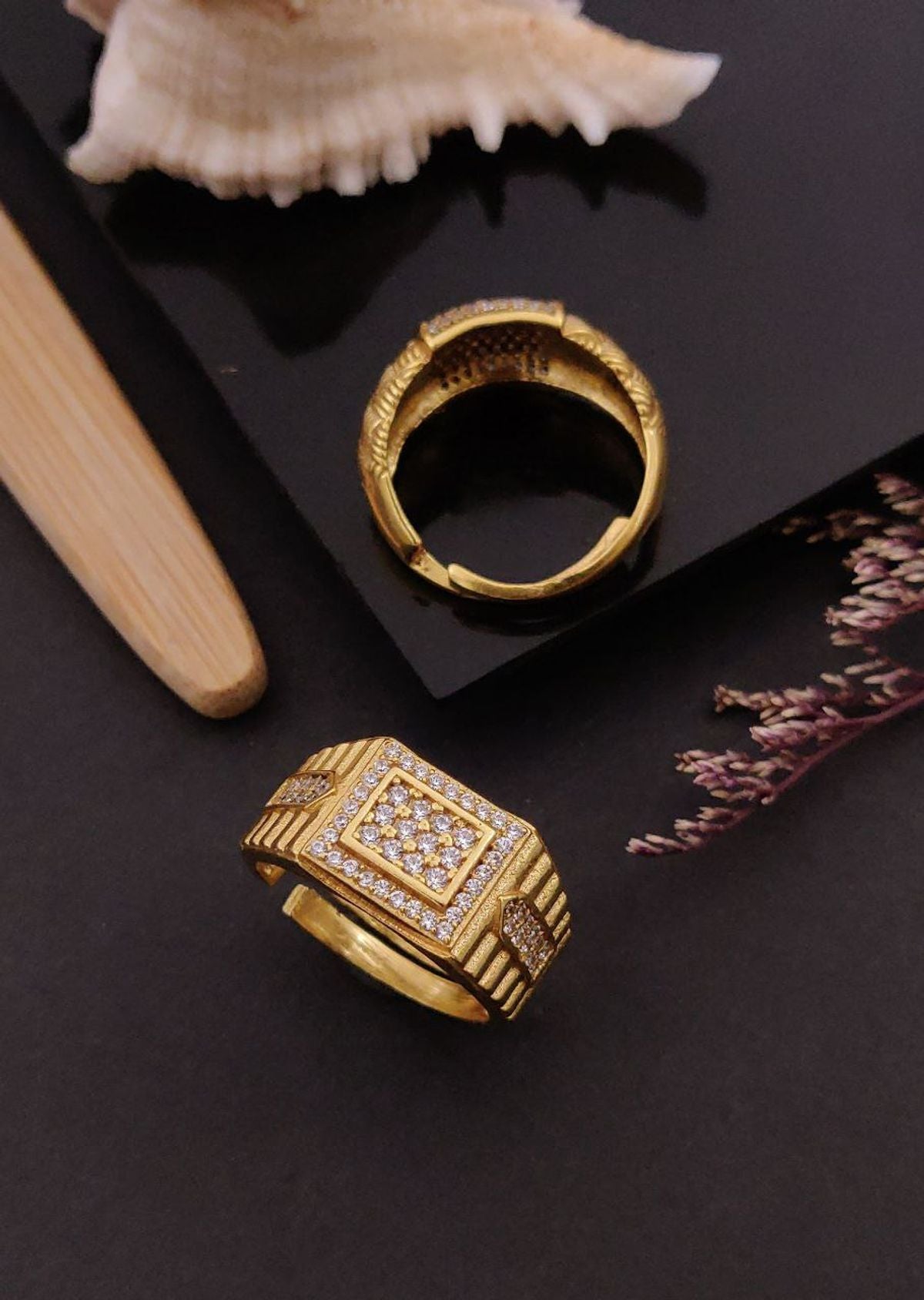 Square in Square Designed Diamond Ring for Boys & Men