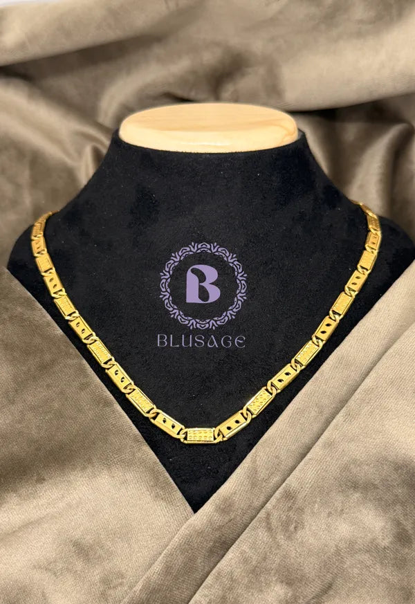 Classical Leaf with Designed Biscuit in IGP Brass Micro Gold Plated Nawabi Chain For Stylish Men