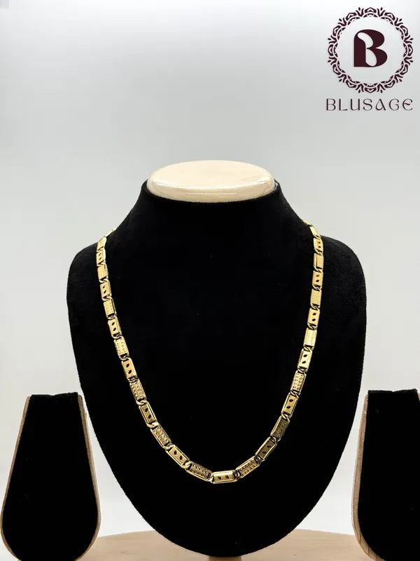 Classical Leaf with Designed Biscuit in IGP Brass Micro Gold Plated Nawabi Chain For Stylish Men
