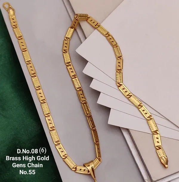 Classical Leaf with Designed Biscuit in IGP Brass Micro Gold Plated Nawabi Chain For Stylish Men