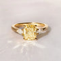 Common :: Oraviquea 3.15ct yellow elongated cushion three stone lab grown diamond engagement ring IGI certified